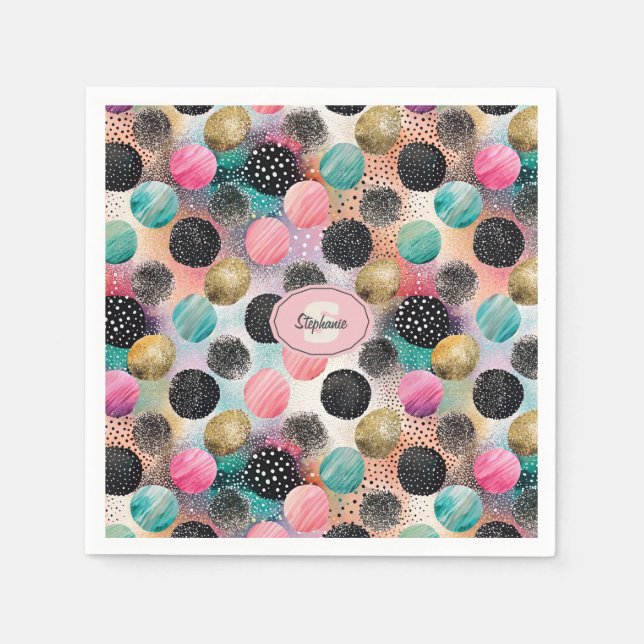 Abstrakt Circle Mönster - med Glitter & Speckles Pappersservett (Framsidan)