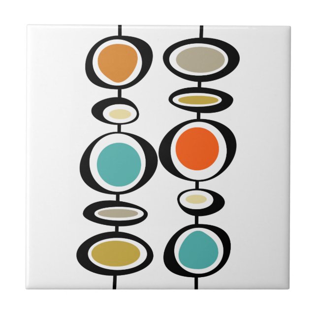 Abstrakt Circles Mid Century Modern Colorful Retro Kakelplatta (Framsidan)