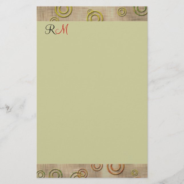 Abstrakt Circles Monogrammed Stationary-Mint-Grönt Brevpapper (Framsida)