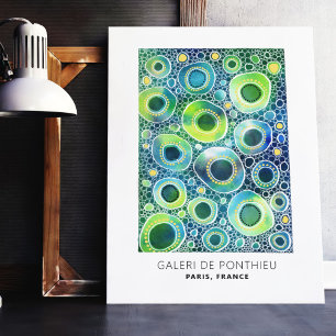 Abstrakt Circles Mönster Teal Guld Anpassade Poster