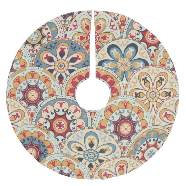 Abstrakt Circles: Trendig Färgad Tapet Julgransmatta Borstad Polyester (Framsidan)