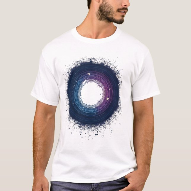 Abstrakt Circular Stänk Art - Modern Digital Bläck T Shirt (Framsida)