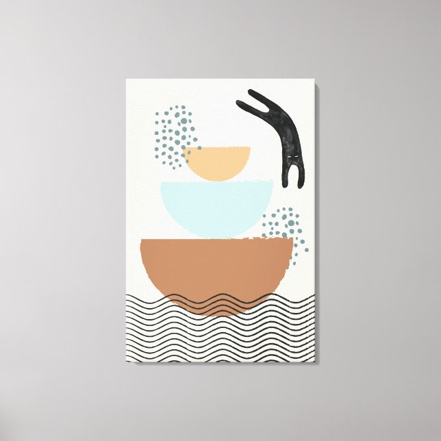 Abstrakt cirklar Katt 1 Kanvastryck (Framsida)