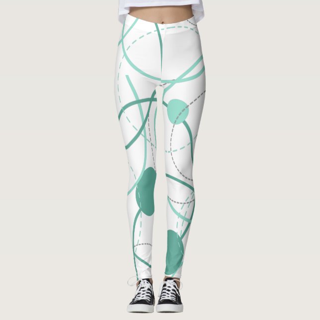 Abstrakt cirklar - Mint Leggings (Framsida)