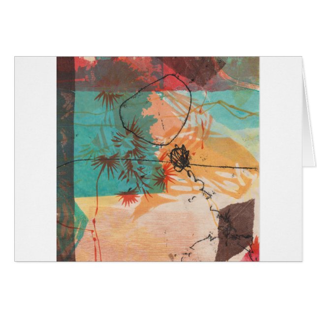 Abstrakt cirklar Shapar Printmaking Hälsningskort (Framsidan Horizontal)