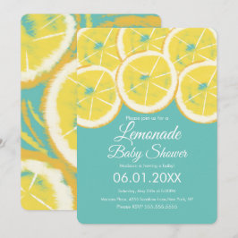 Abstrakt citron citrus lemonad rosa baby shower in inbjudningar