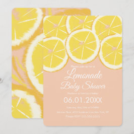 Abstrakt citron citrus lemonad rosa baby shower in inbjudningar