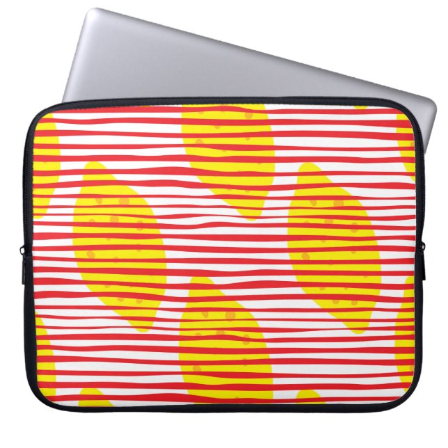 Abstrakt citron med löv sömlös mönster. Hand dr Laptop Fodral (Framsidan)