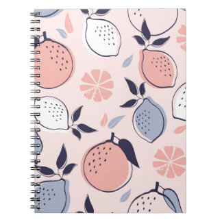 Abstrakt Citrus Mönster i Lemon och Orangar i Pa Anteckningsbok