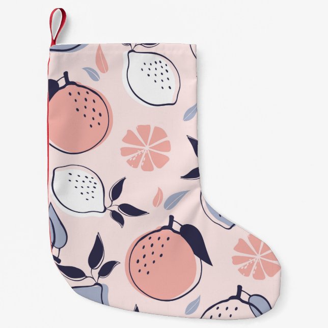 Abstrakt Citrus Mönster i Lemon och Orangar i Pa Liten Julstrumpa (Framsidan)