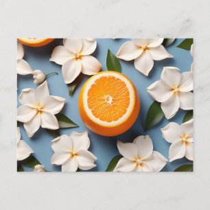 Abstrakt Citrus Orange and Flowers Vykort