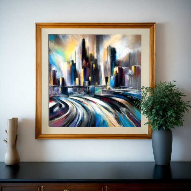 Abstrakt City Byggnad Hard Pastel Teckning II Poster (Skapare uppladdad)