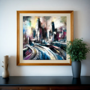 Abstrakt City Byggnad Hard Pastel Teckning III Poster
