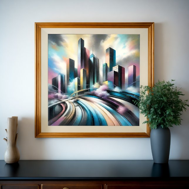 Abstrakt City Byggnad Hard Pastel Teckning V Poster (Skapare uppladdad)