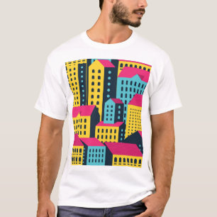 Abstrakt City Byggnad liggande Vintage T Shirt
