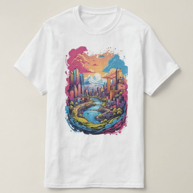Abstrakt City Scene T-Shirt (Design framsida)