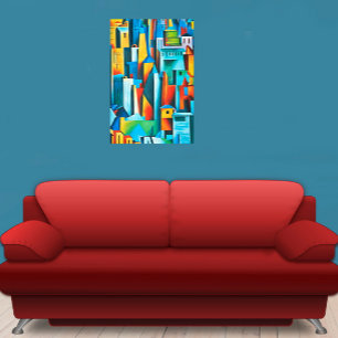 Abstrakt Cityscape Byggnad Skyscrapers Art Canvastryck
