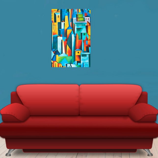 Abstrakt Cityscape Byggnad Skyscrapers Art Canvastryck (Skapare uppladdad)