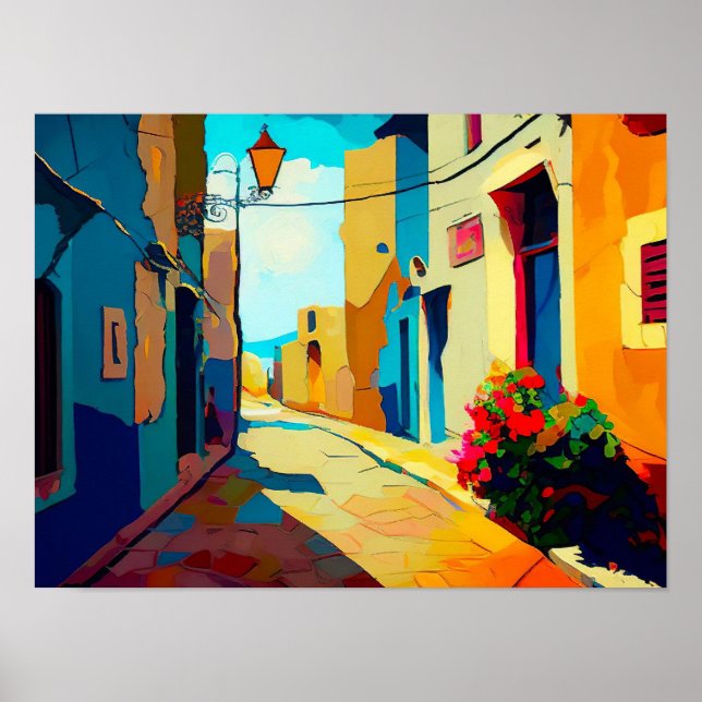 Abstrakt Cityscape-Kanvastryckets Contemporary Str Poster (Framsidan)