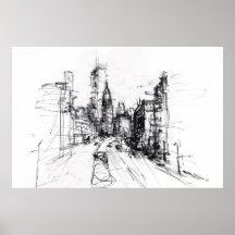 Abstrakt Cityscape View-skiss -