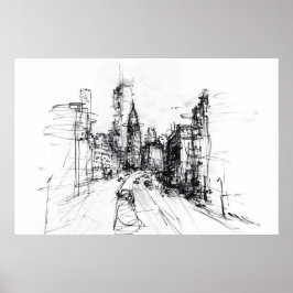 Abstrakt Cityscape View-skiss - Poster