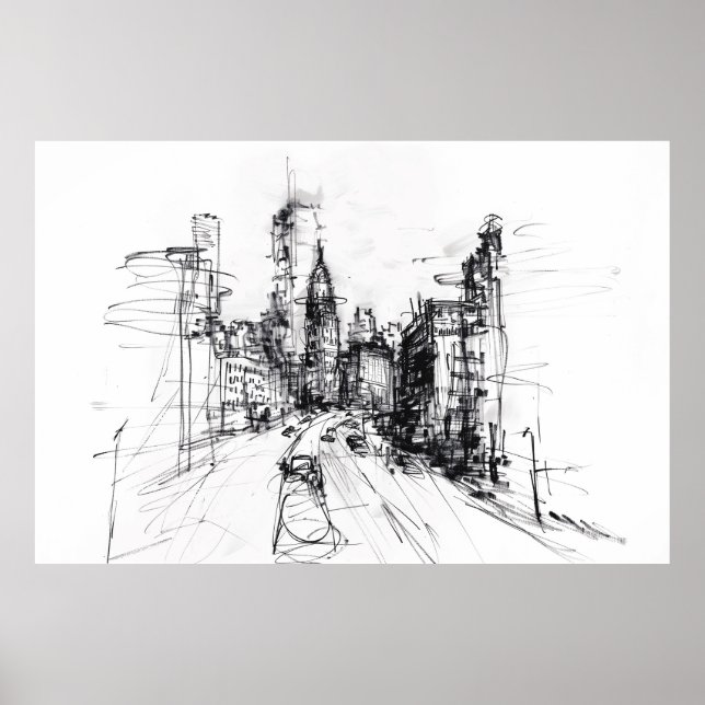 Abstrakt Cityscape View-skiss - Poster (Framsidan)
