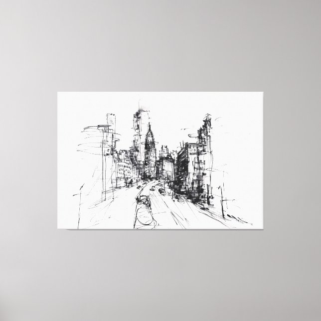 Abstrakt Cityscape View-skiss - Premium Canvastryck (Framsida)