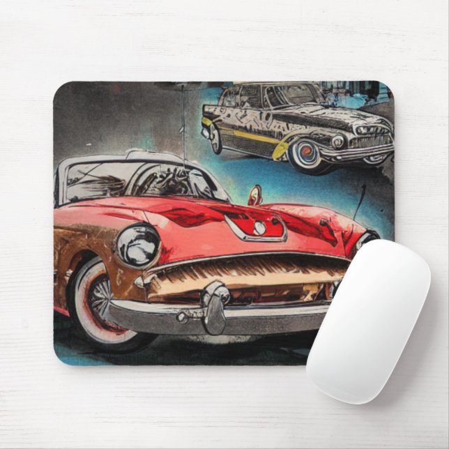Abstrakt Classic Cars 1950-talets musknapp Musmatta (Med mus)