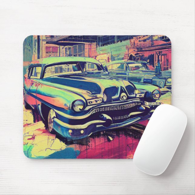 Abstrakt Classic Cars 1950-talets musknapp Musmatta (Med mus)