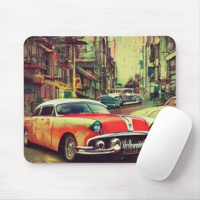 Abstrakt Classic Cars 1950-talets musknapp Musmatta (Med mus)