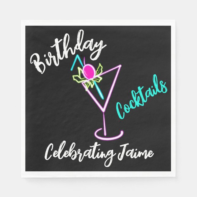 Abstrakt Cocktail Neon Drink Pub Klubb Pappersservett (Framsidan)