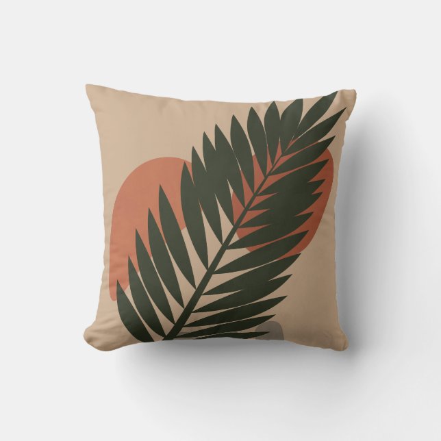 Abstrakt Coconut Träd Löv - Botanical Boho Kudde (Framsida)
