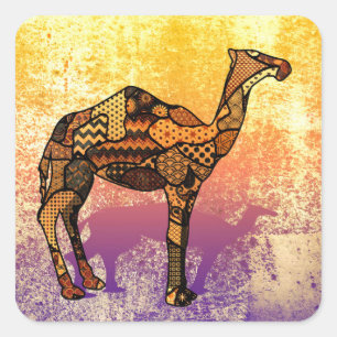 Abstrakt Collage Ozzy the Camel ID102 Fyrkantigt Klistermärke