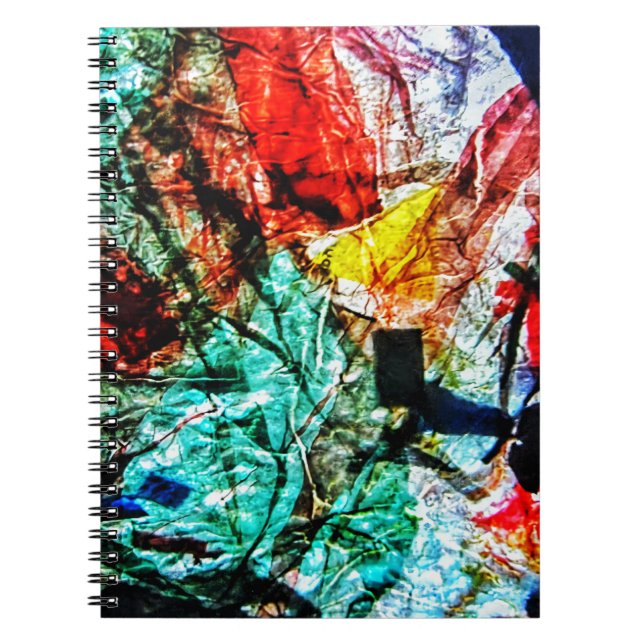 Abstrakt collage spiral anteckningsbok, Mörkblå lu Anteckningsbok (Framsidan)