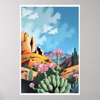 Abstrakt Colorado Berg Öken Kaktus Poster