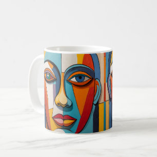 Abstrakt Colorful Ansikte Art Kaffemugg