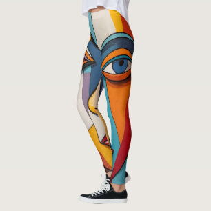 Abstrakt Colorful Ansikte Art Leggings