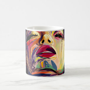 Abstrakt Colorful Ansikte Kaffemugg