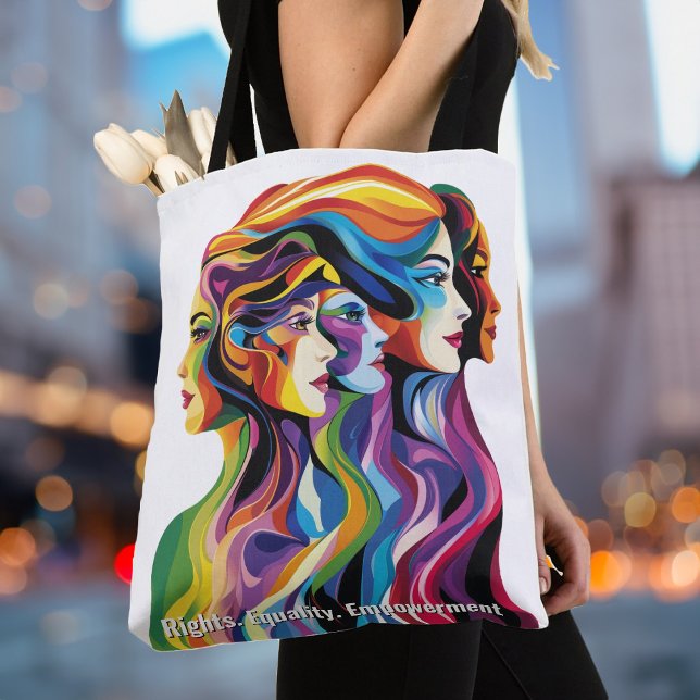 Abstrakt Colorful Ansikte | Könsdag Tygkasse (Abstract Colorful Faces | Womens Day Tote Bag)