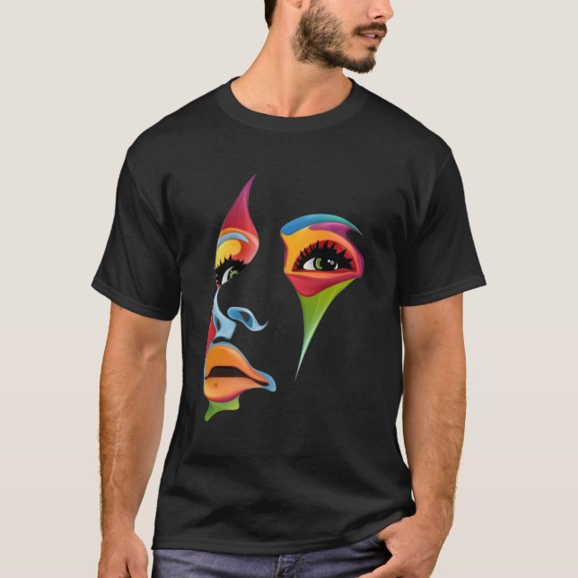 Abstrakt Colorful Ansikte T Shirt (Framsida)