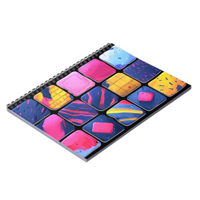 Abstrakt Colorful Blocks Mönster Anteckningsbok (Vänstra Sidan)