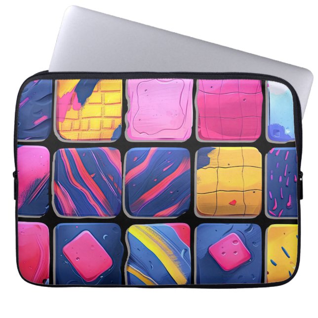 Abstrakt Colorful Blocks Mönster Laptop Fodral (Framsidan)