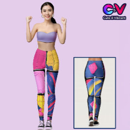 Abstrakt Colorful Blocks Mönster Leggings