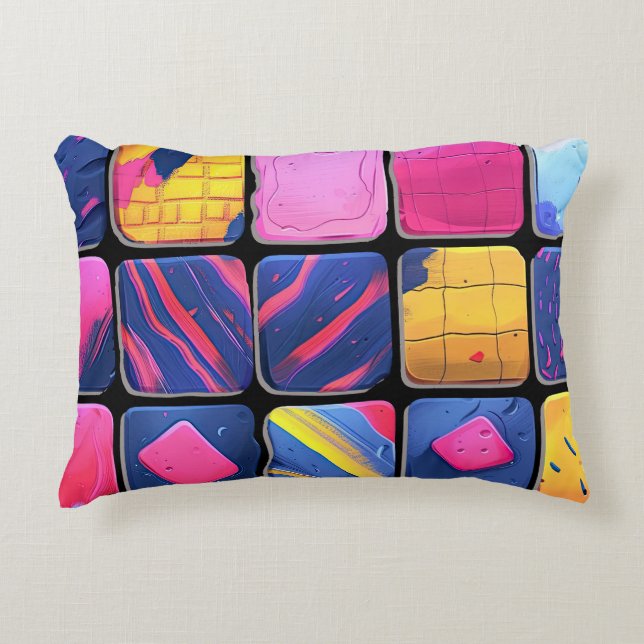 Abstrakt Colorful Blocks Mönster Prydnadskudde (Framsidan)