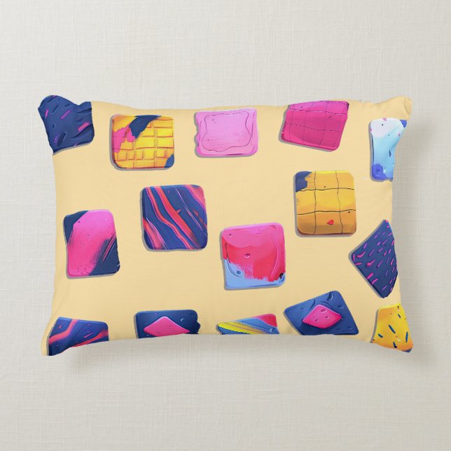 Abstrakt Colorful Blocks Mönster Prydnadskudde (Framsidan)