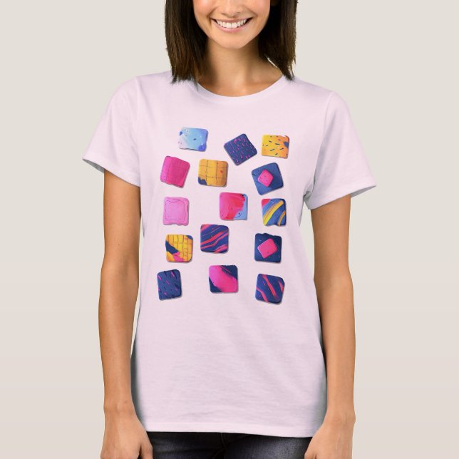 Abstrakt Colorful Blocks Mönster T Shirt (Framsida)