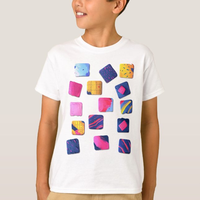 Abstrakt Colorful Blocks Mönster T Shirt (Framsida)