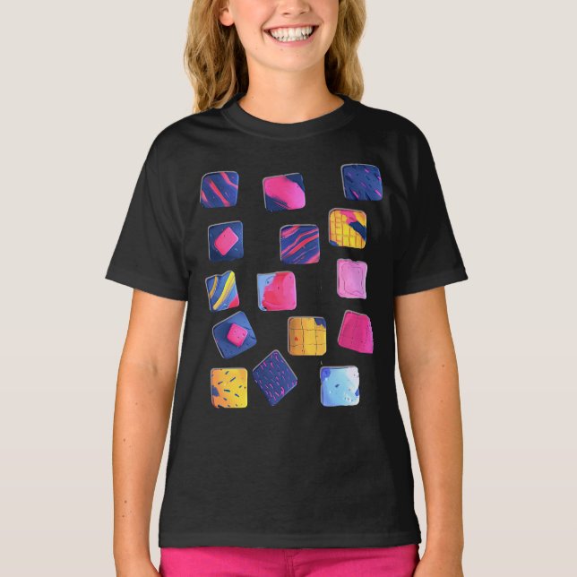 Abstrakt Colorful Blocks Mönster T Shirt (Framsida)