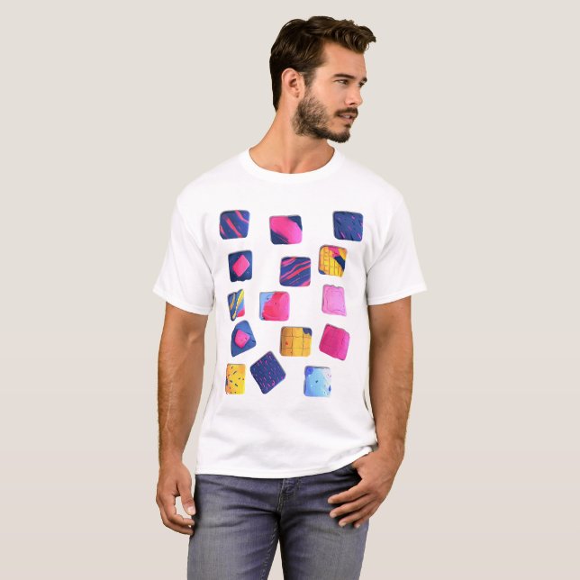 Abstrakt Colorful Blocks Mönster T Shirt (Hel framsida)