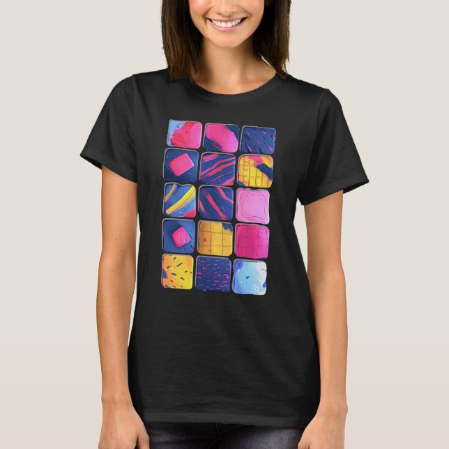 Abstrakt Colorful Blocks Mönster T Shirt (Framsida)